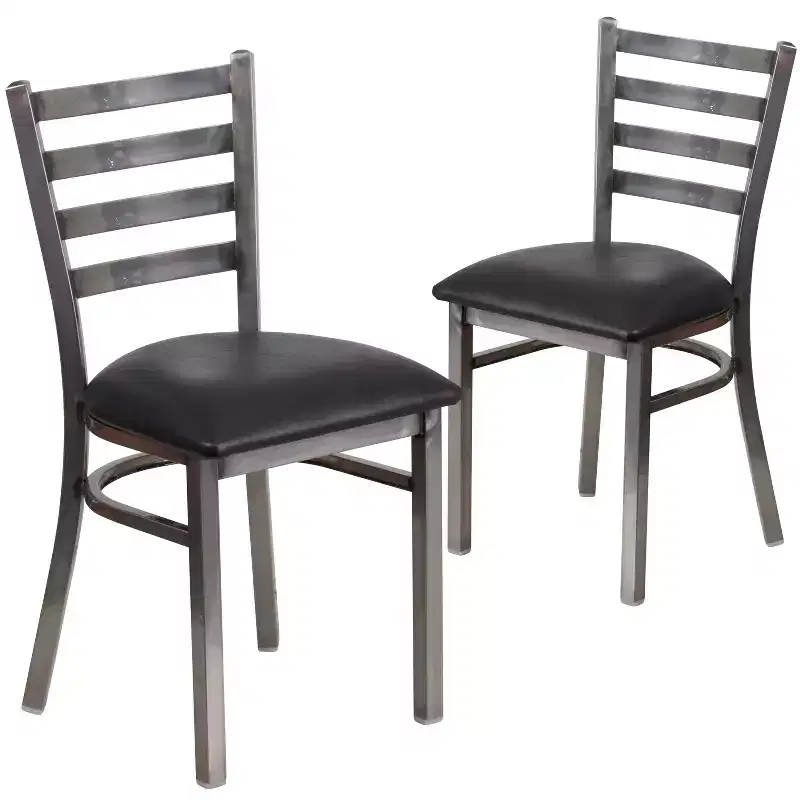 Emma and Oliver 2 Pack Clear Coated Ladder Back Metal Restaurant Chair
