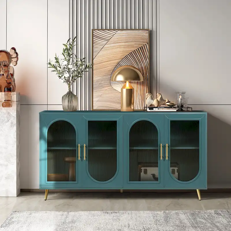 60 TV Stand with Storage Cabinet & Adjustable Shelves for 65 TVs