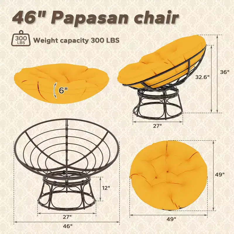 Papasan Patio Chair with Cushions