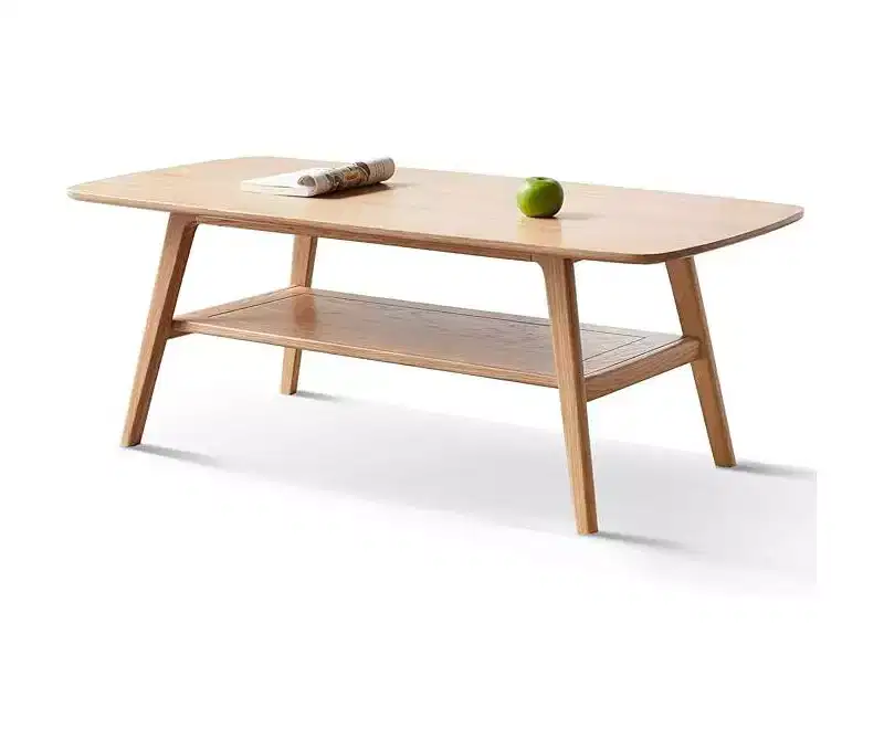 CuisinSmart Center Table, Wood Coffee Table with Storage Shelf, Rectangular Modern Minimalistic Design Side Table Wooden Legs