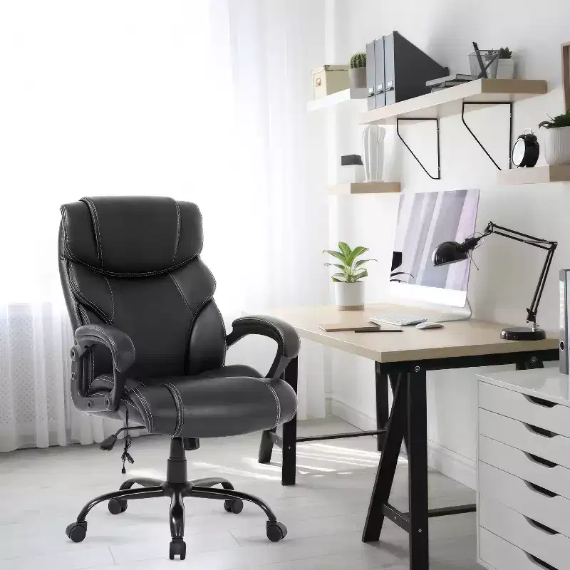 Heavy Duty Office Chair – 400 lbs, USB Massage, Lumbar Support, Adjustable Height, Black