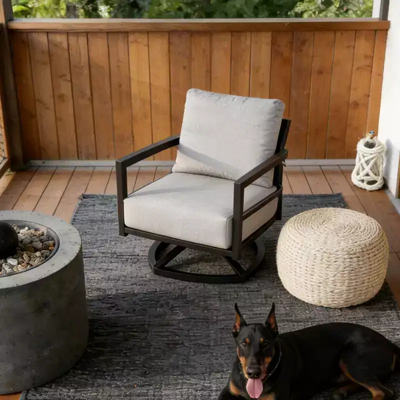 Christopher Knight Home Rebecca Modern Outdoor Aluminum Swivel Chair with Thick Sunbrella Cushions
