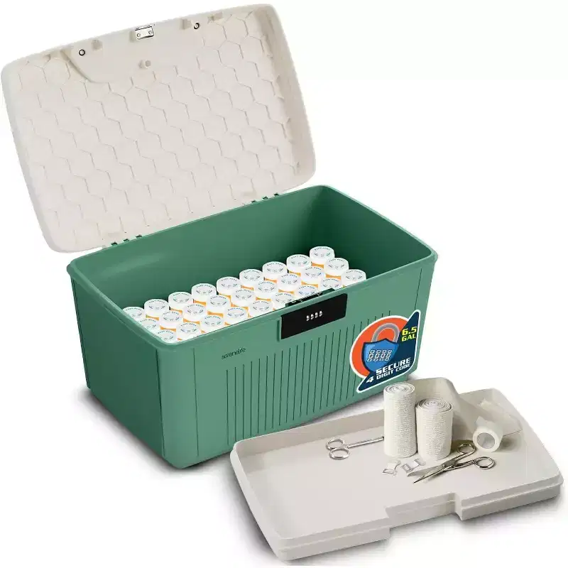 Heavy-Duty Storage Bin with Combination Lock (Green)