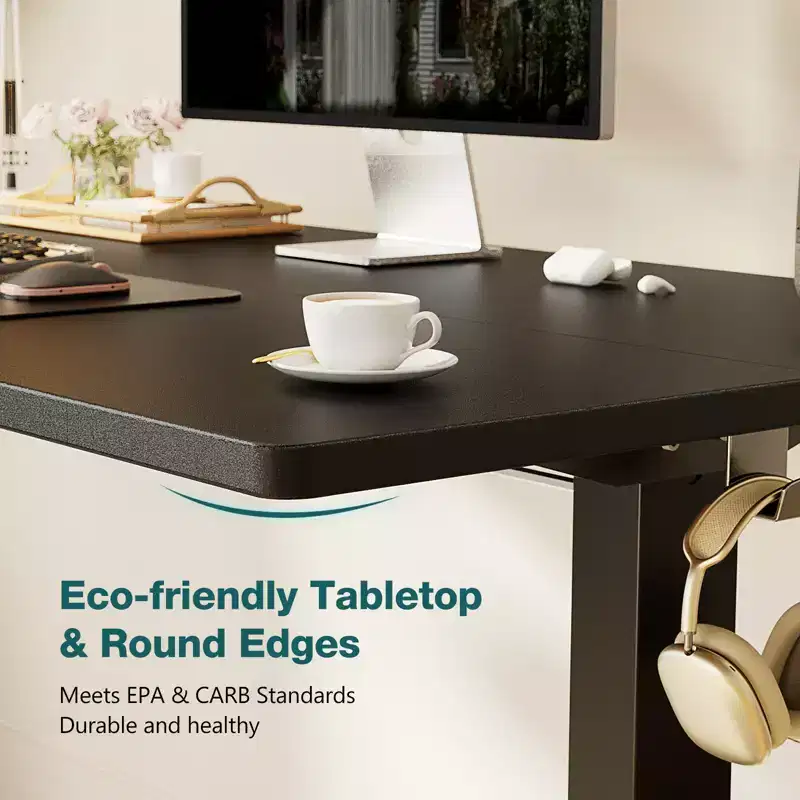Ergonomic Height Adjustable Electric Standing Desk with T-Shaped Metal Frame and Memory Presets Modern Computer Workstation47.20x23.60x 46.40-Black