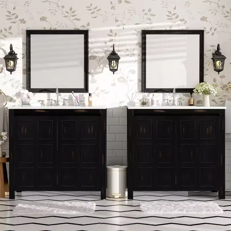72 Bathroom Vanity Set with Double Vanities, Bathroom Vanity Sink Combo with Soft-Close Doors & Adjustable Shelf, Espresso