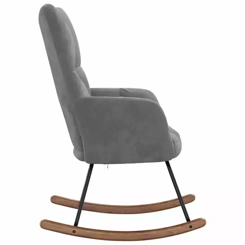 Rocking Chair Accent Side Chair Padded Seat for Living Room Velvet - Dark Gray Without Footrest