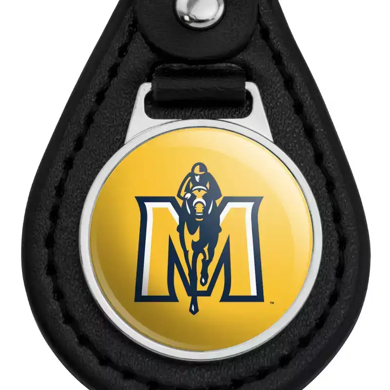 Murray State University Secondary Logo Black Leather Keychain