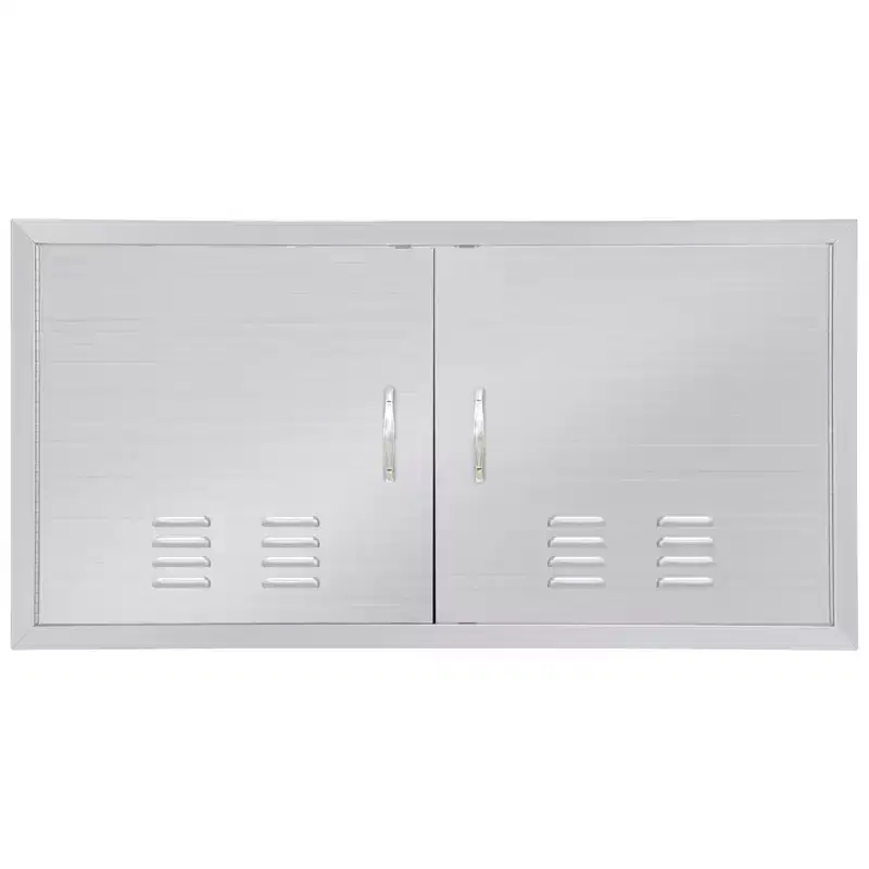 Outdoor Kitchen Door, 42W x21H Stainless Steel Flush Mount  Waterproof Corrosion-Resistant BBQ Access Door with Vents for BBQ Island/Cabinet