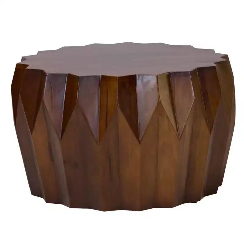 Brown Octagon Solid Wood Coffee Table, 1-Piece