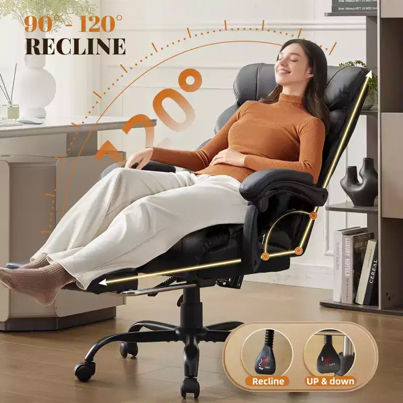Office Chair, 500LB Big and Tall Ergonomic Executive Leather Desk Chair with Footrest