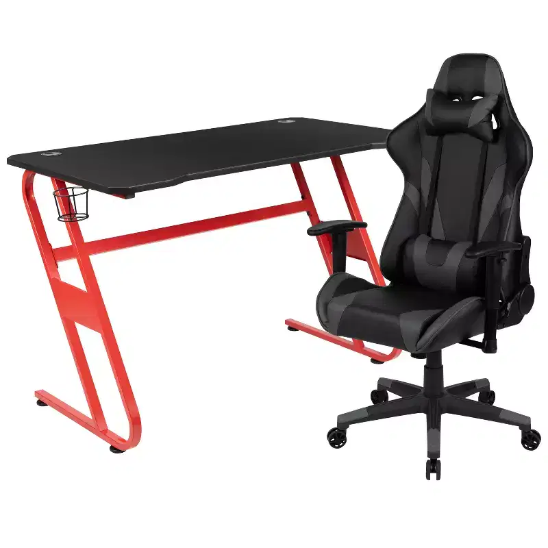 Flash Furniture Gaming Desk and Reclining Gaming Chair Set with Cup Holder and Headphone Hook