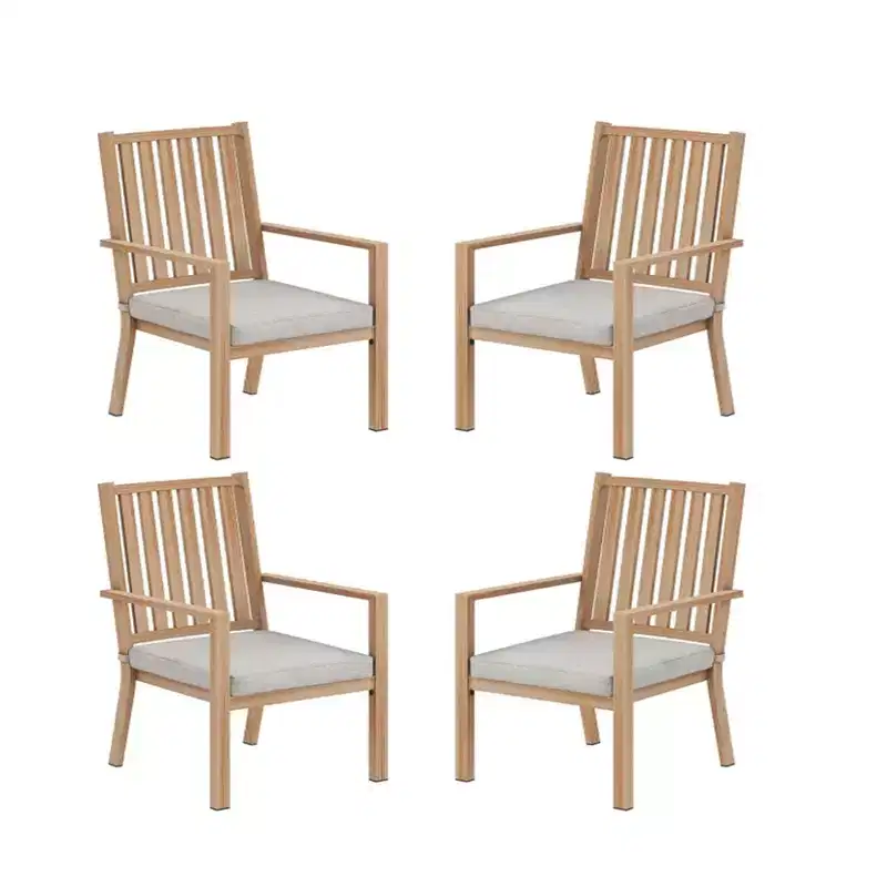 Set of 4 23 All-Weather Aluminum Patio Dining Chairs with Thick Cushions