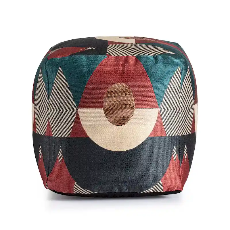 Jacquard Polyester Square Pouf Ottoman 18