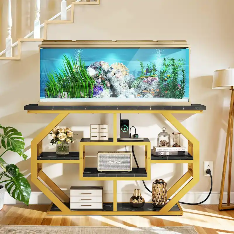 Moasis 55-75 Gallon Aquarium Stand with Power Outlet,Console Table for Entryway