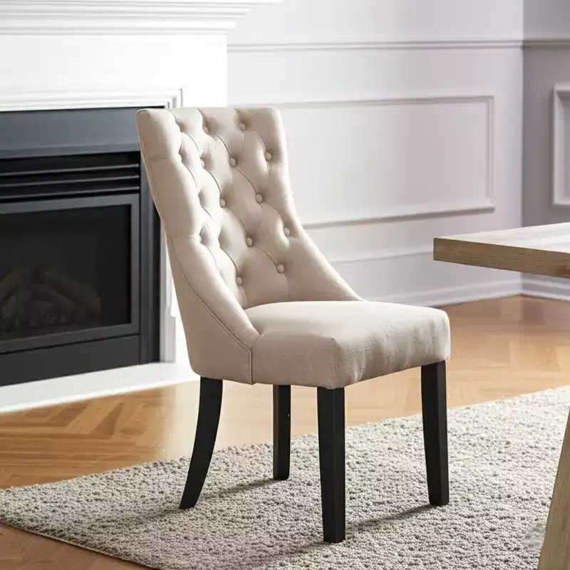 Upholstered Side Chairs, Cream Linen