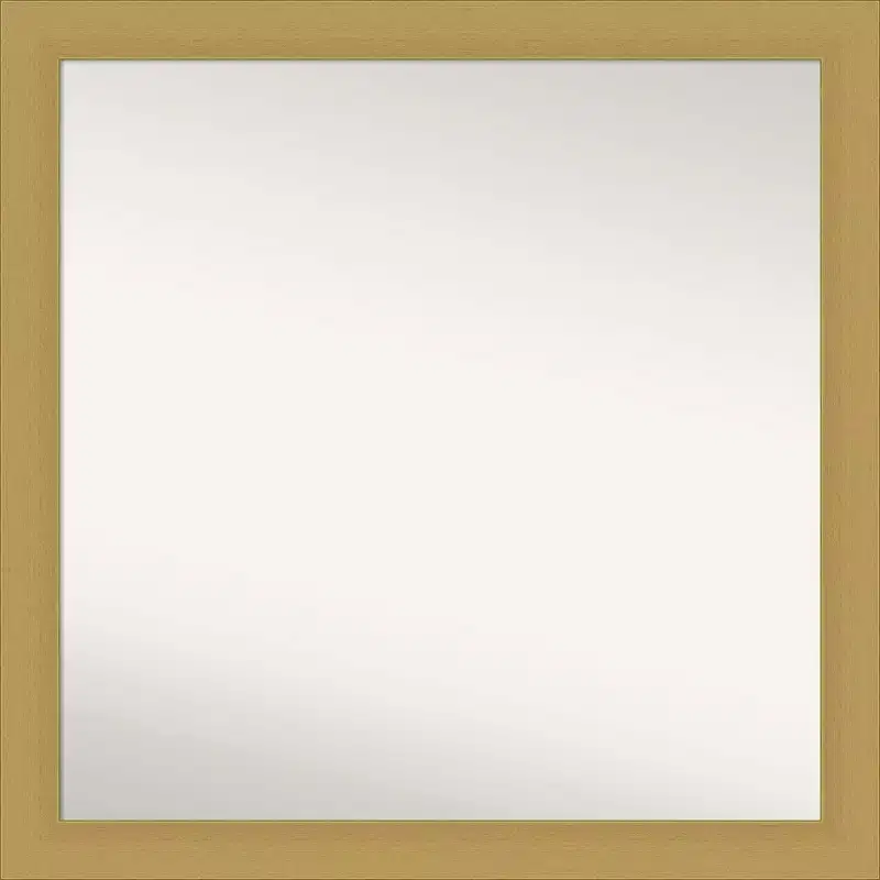 30 x 30 Non-Beveled Grace Brushed Gold Wall Mirror - Amanti Art: Modern Square, Polystyrene Frame
