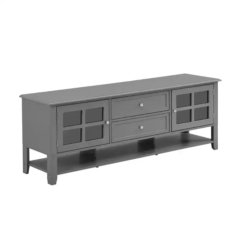 VIYET 59Modern TV Stand for 60 TVs, Grey MDF Media Console w/ Multifunctional Storage & Silent Magnetic Doors