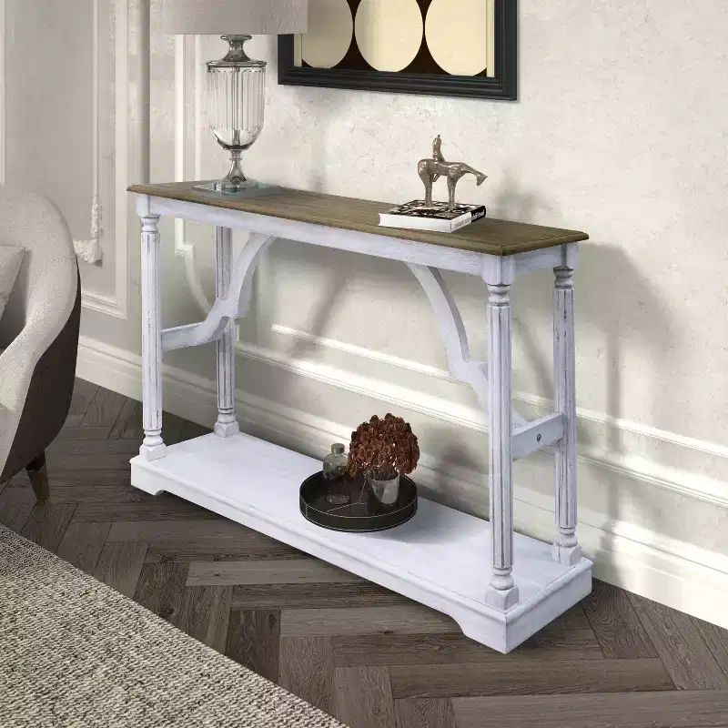 Wood Console Table with Lower Shelf — 45.9