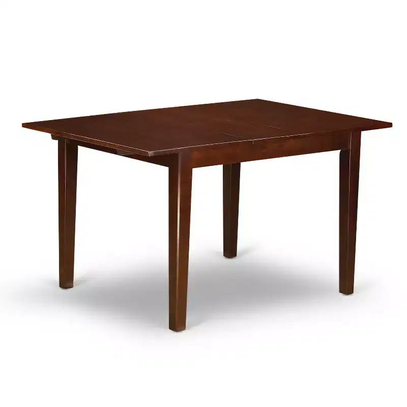 Dining Room Set 3pc Table w/ Butterfly Leaf & 2 Faux Leather Chairs - 32x54 Inch Mahogany