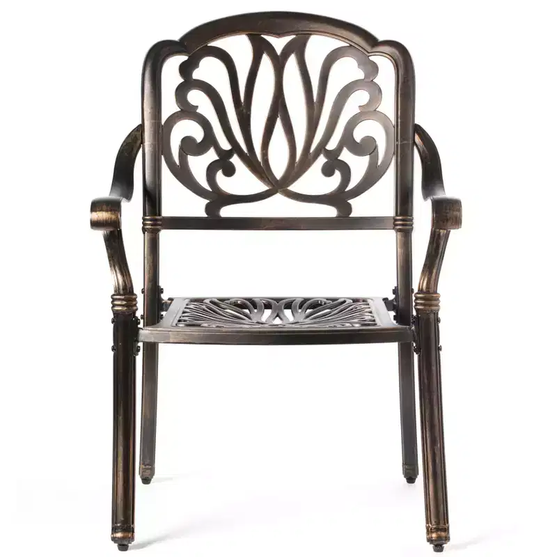 Indoor and Outdoor Bronze Dinning Set 2 Chairs with 1 Table Patio Cast Aluminum