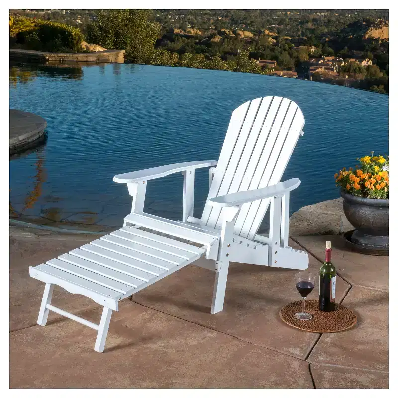 Hayle Reclining Wood Adirondack Chair with Footrest - White - Christopher Knight Home: Outdoor Patio Seating, Weather-Resistant