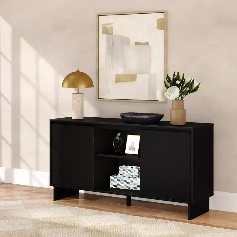 Modern 2-Door Solid Wood Sideboard TV Stand