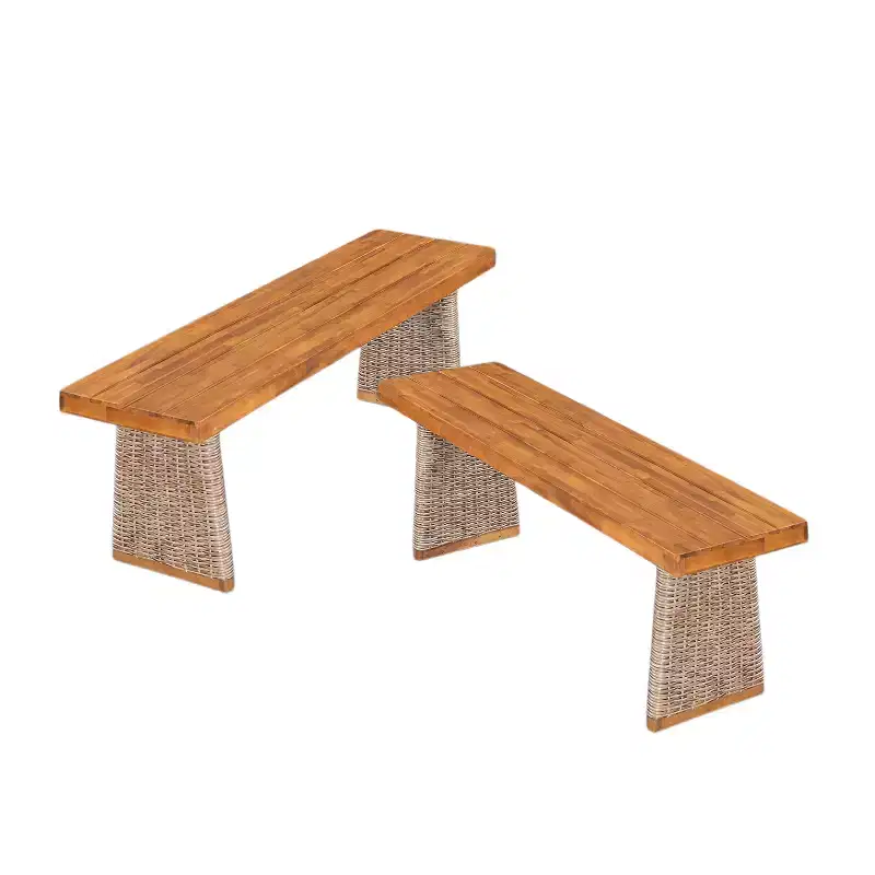 Christopher Knight Home Tori Outdoor Acacia Wood and Rattan Bench with Slatted Seat