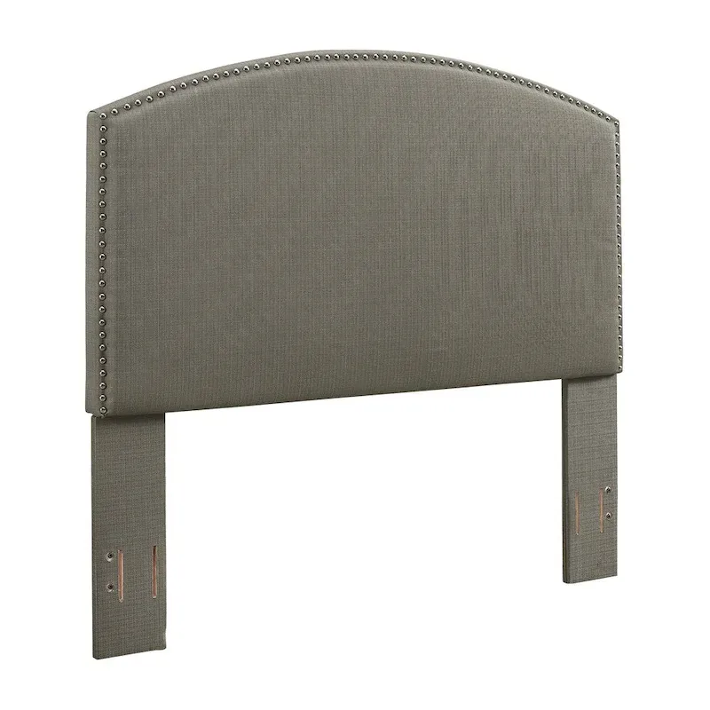 Curved Upholstered Full/Queen Headboard | Shadow Grey Linen | Modern Bedroom