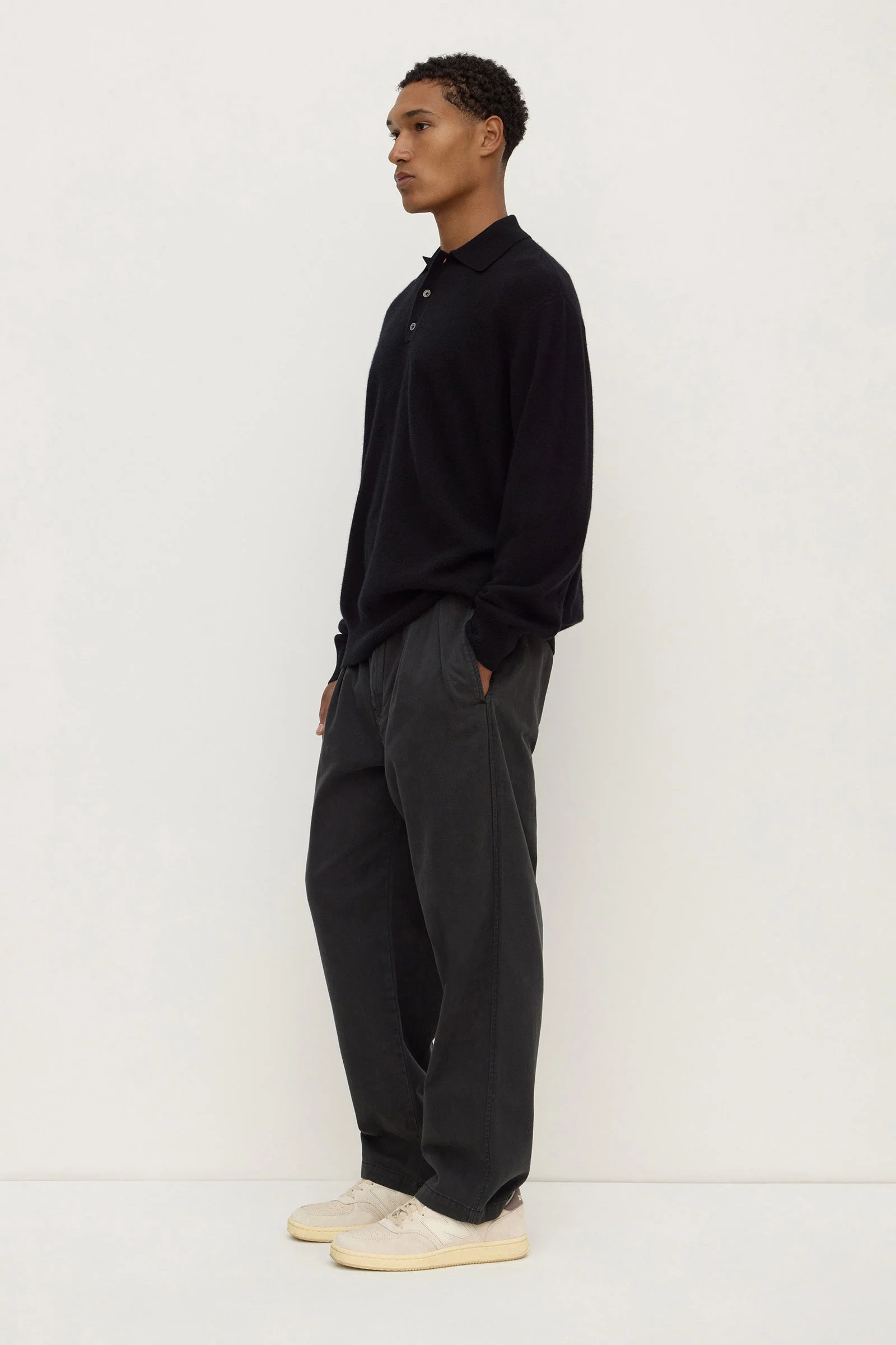 Black Cashmere Polo Knit