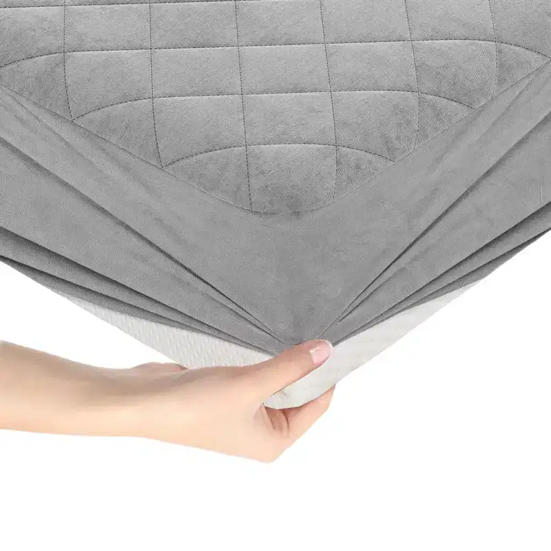 Costway Twin/Queen/King Size Mattress Protector with Deep Pocket Sponge Padding Anti-slip Bottom Gray