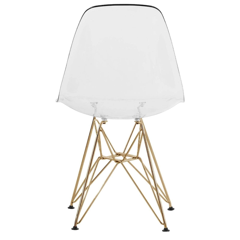 5-Piece Dining Set with 35 Round MDF Table and 4 ABS Plastic Side Chair with Gold Metal Legs