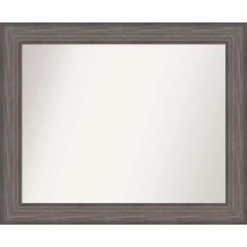 33 x 27 Non-Beveled Country Barn Wood Bathroom Wall Mirror Brown - Amanti Art