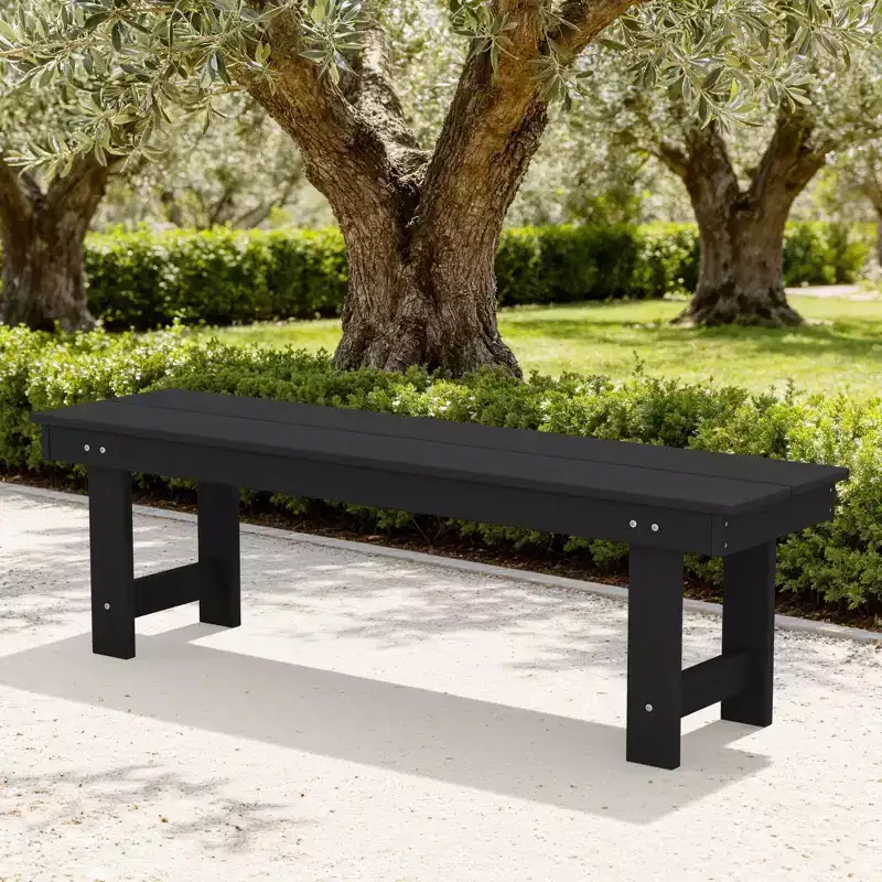 Hyleory HDPE Outdoor Patio Dining Bench - Durable & Weather Resistant Simple Stool
