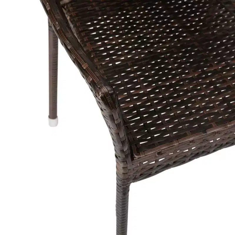 Flash Furniture Ethan Commercial Grade Stacking Patio Chair, All Weather PE Rattan Wicker Patio Dining Chair