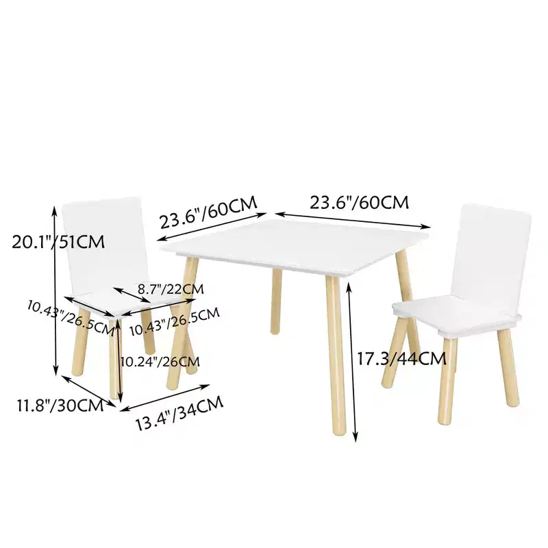 Toddler Table and Chair Set, Multifunctional Kids Desk and 2 Chair Set, Child-Safe Design Study Desk Toy Table Dining Table for Living Room Kids Room