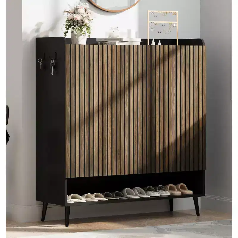 Large Shoe Cabinet with 3 Doors, 6-Tie RFreestanding Entryway Shoe Storage Cabinet with Adjustable Shelves