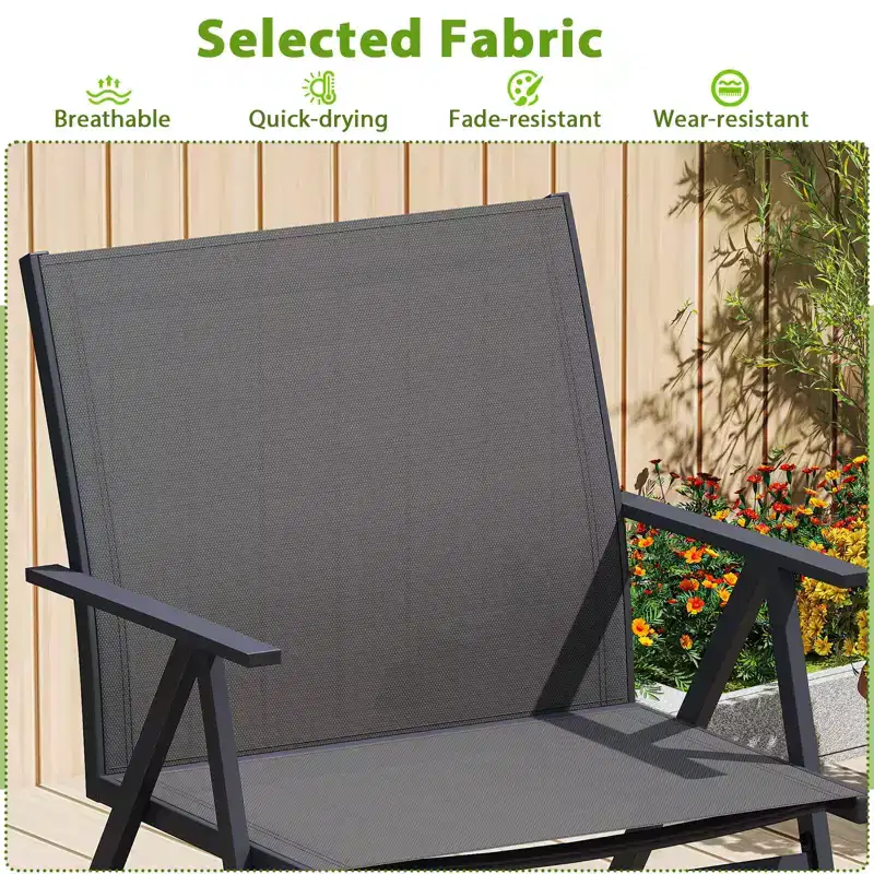 Costway Patio Chairs Set of 2with Breathable Mesh Fabric and Metal Frame 350LBS Capacity