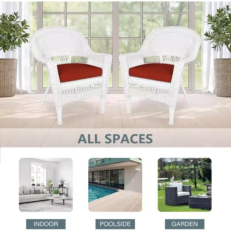 HomeStock Zen Zone Chair Set of 2, Durable Resin Wicker, Weather-Resistant with Cushions