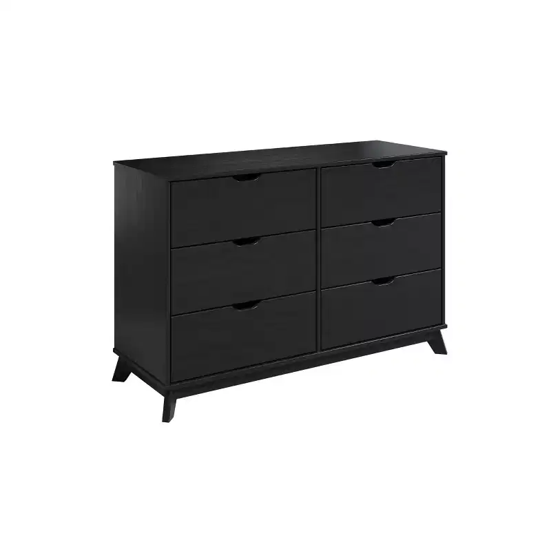 Solid Pine Mid-Century Modern 6-Drawer Dresser