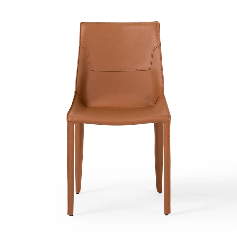 Modrest Halo Modern Cognac Saddle Leather Dining Chair (Set of 2)
