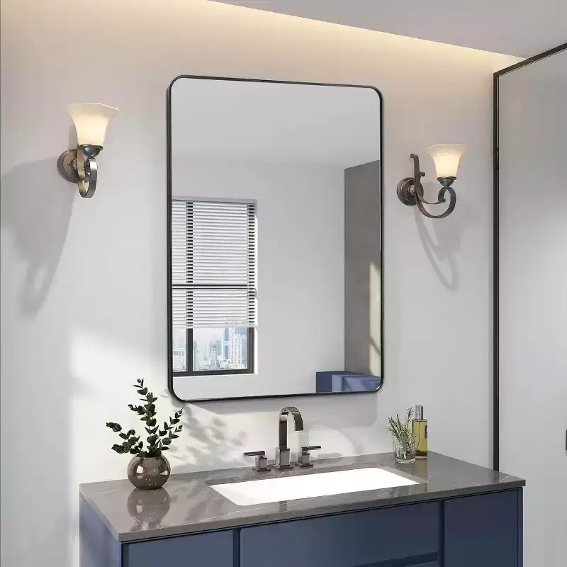 24x36 Inch Wall Mount Bathroom Mirror, Modern Rectangular Wall Mount Vanity Mirror with Metal Frame for Bathroom, Bedroom
