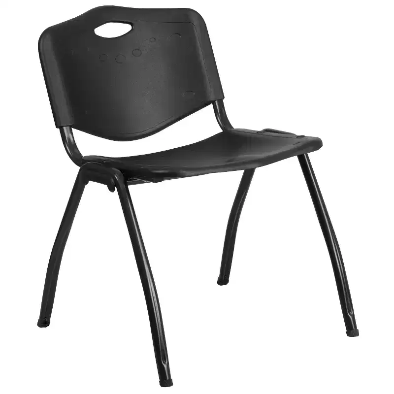 Black Armless Stackable Side Chair, Seats 1