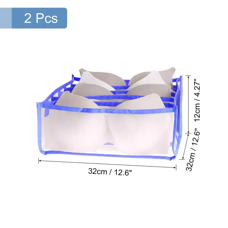 Unique Bargains 6 Grids Foldable Underwear Drawer Organizer Storage Box for Bra Socks Underwear 2 Pcs