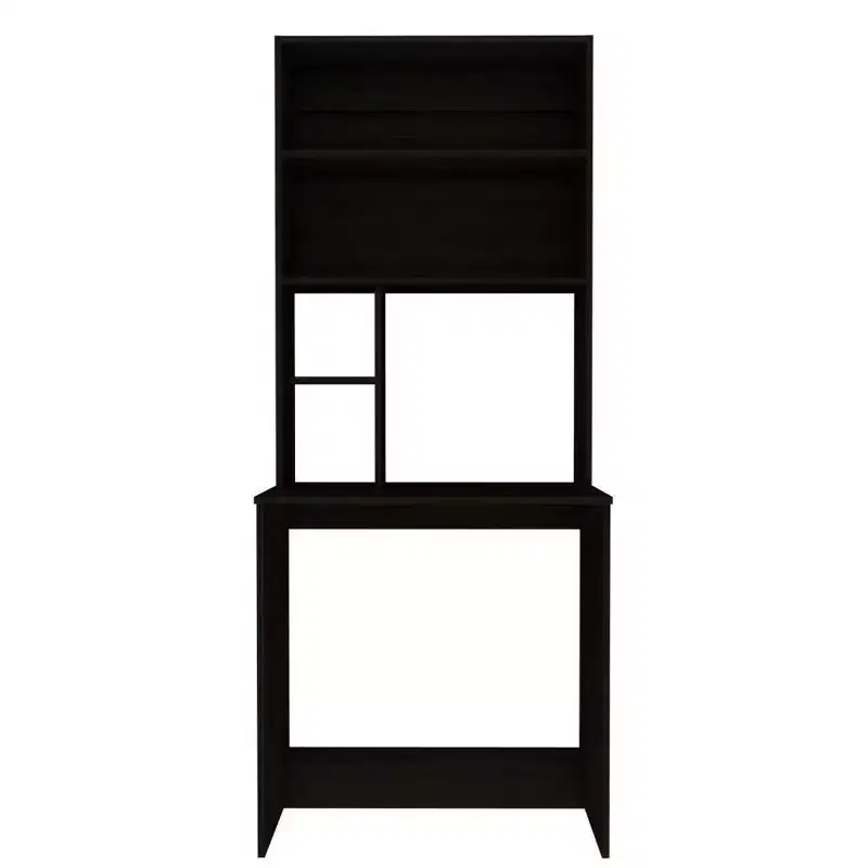 Jeddah Computer Desk Black - Boahaus: Modern Style, Scratch-Resistant, Open Storage Shelf, Wood Laminate