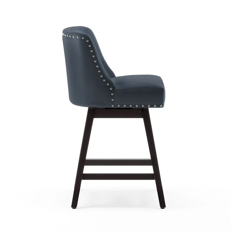 26 in. Counter Height Upholstered Wood Frame Swivel Bar Stool with Farbic Seat  of 4 - 19.6D x 19.6W x 37H