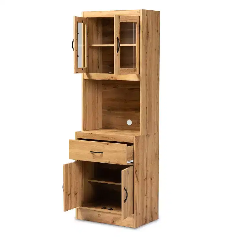 Wood Kitchen Cabinet and Hutch Oak Brown