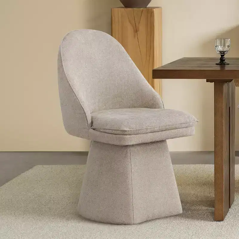 Swivel Dining Chair with High Curved Back & Conical Base