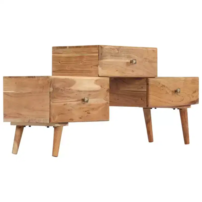 TV Stand Honey Solid Acacia Wood Medium TV Stand Rectangular