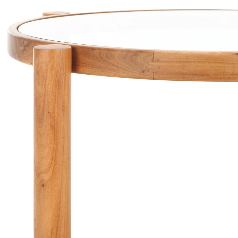 SAFAVIEH Couture Alberdine Rattan/Glass Accent Table - 23 In. W x 23 In. D x 24 In. H - 23W x 23D x 24H