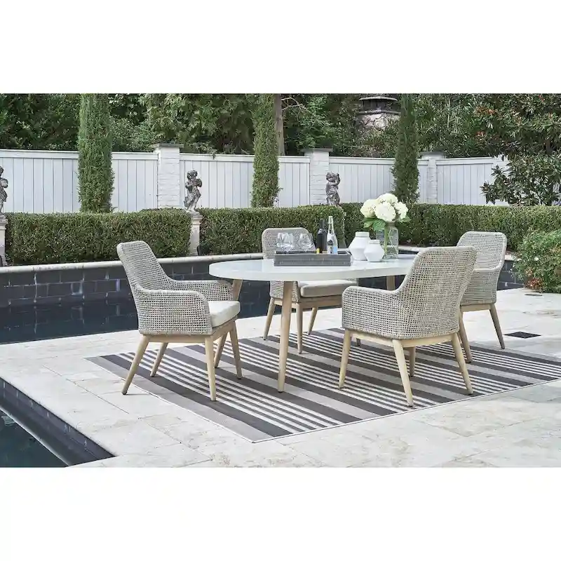 Signature Design by Ashley Seton Creek Brown/Gray 5-Piece Outdoor Dining Package - 80 W x 42 D x 28.88 H